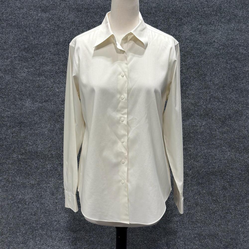 Brooks Brothers Shirt Womens 10 White Non Iron Stretch Button Front Long Sleeve